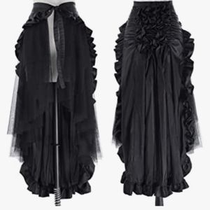Victorian Pirate Black Ruffle Skirt/Cape XL